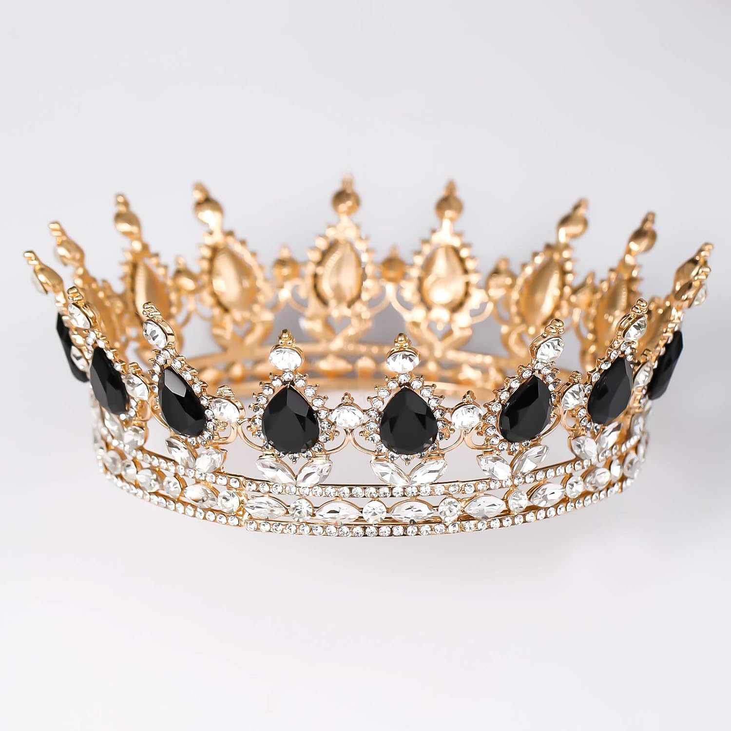 FORSEVEN Corona de reina con diamantes de imitación, coronas y tiaras de boda para mujer, accesorios para el cabello, corona de cumpleaños de