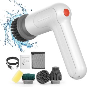 Cepillo eléctrico giratorio, cepillo de limpieza eléctrico inalámbrico con 4 cabezales de cepillo reemplazables, IPX6, impermeable, cepillo de Cepillo eléctrico giratorio, cepillo de limpieza eléctrico inalámbrico con 4 cabezales de cepillo reemplazables, IPX6, impermeable, cepillo de