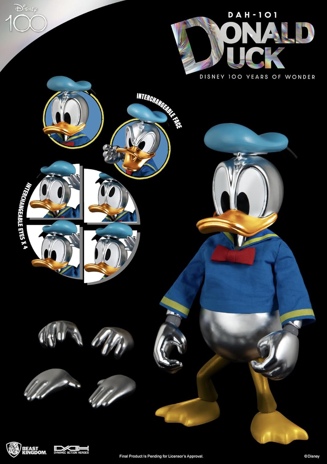 Disney 100 Years of Wonder Donald Duck DAH-101 – Figura de acción dinámica de héroes de 8 cciones