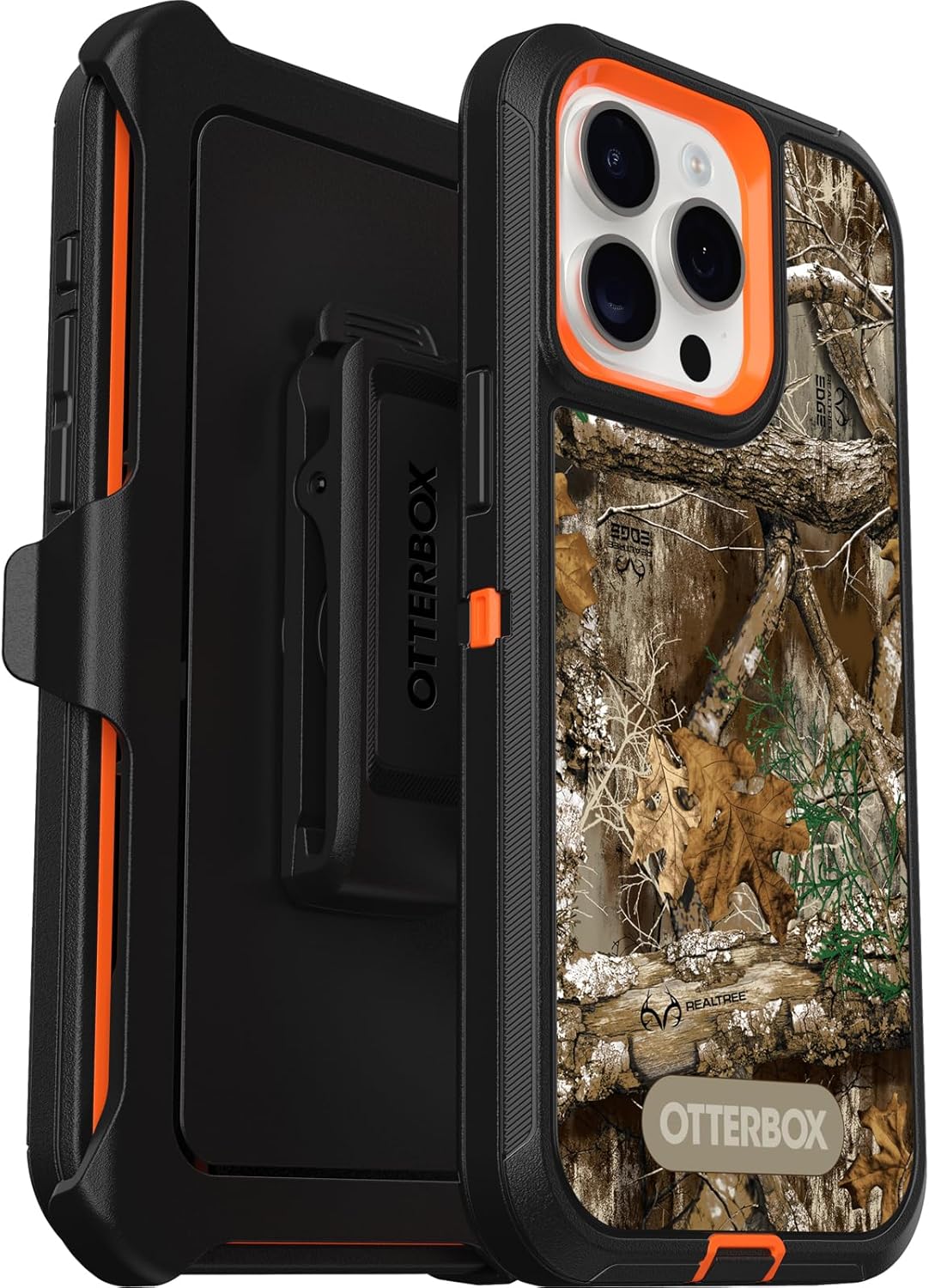 OtterBox Funda para iPhone 15 Pro MAX (solamente) Defender Series – REALTREE EDGE (naranja BlazeNegroRT Edge), resistente y duradera, con protección