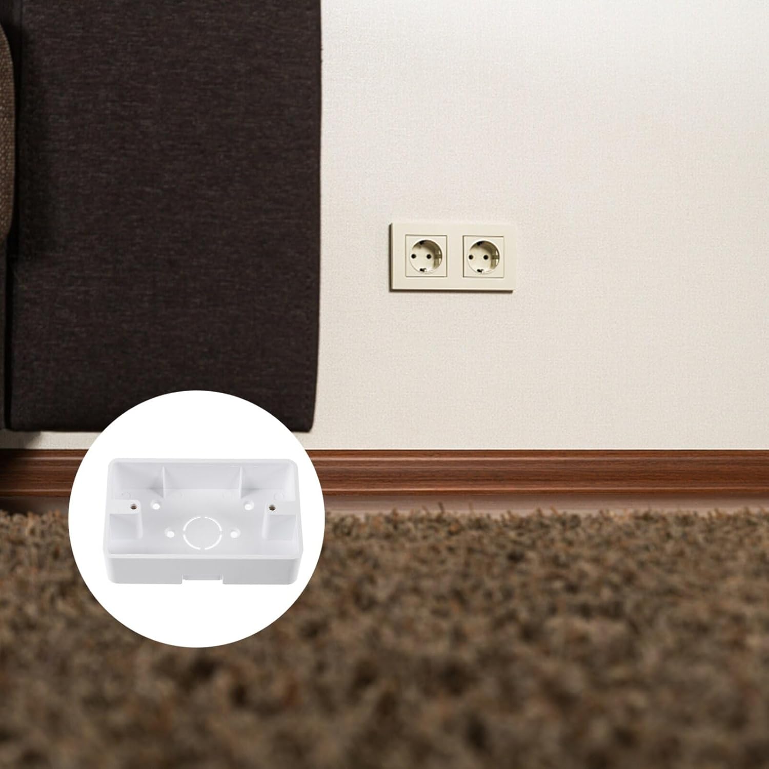 Baluue Caja de salida eléctrica de trabajo de montaje en superficie, caja de conexiones de plástico para interruptores, caja eléctrica de trabajo
