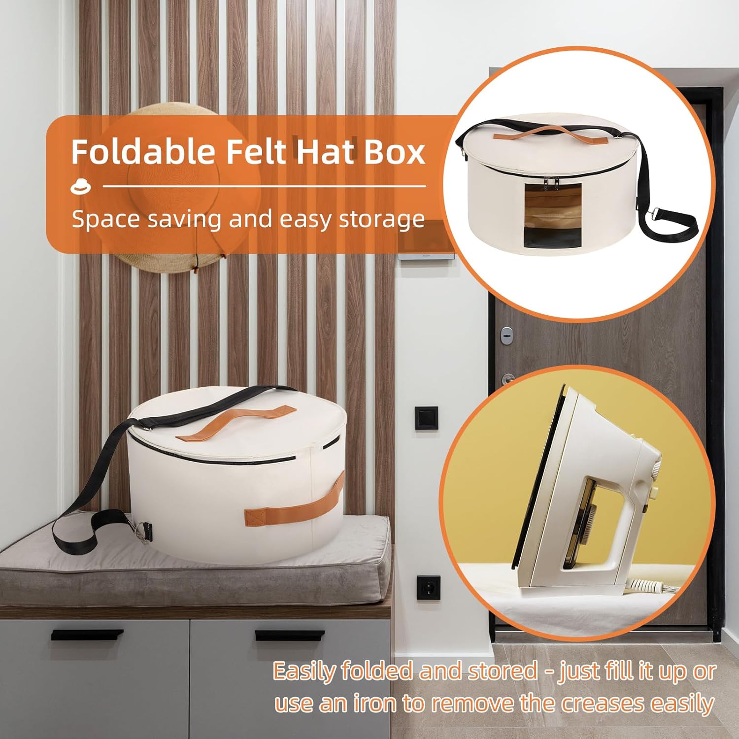 Caja de almacenamiento para sombreros de 16 x 8 pulgadas, cajas de viaje para sombreros con tapas, cajas redondas para sombreros para mujeres, caja