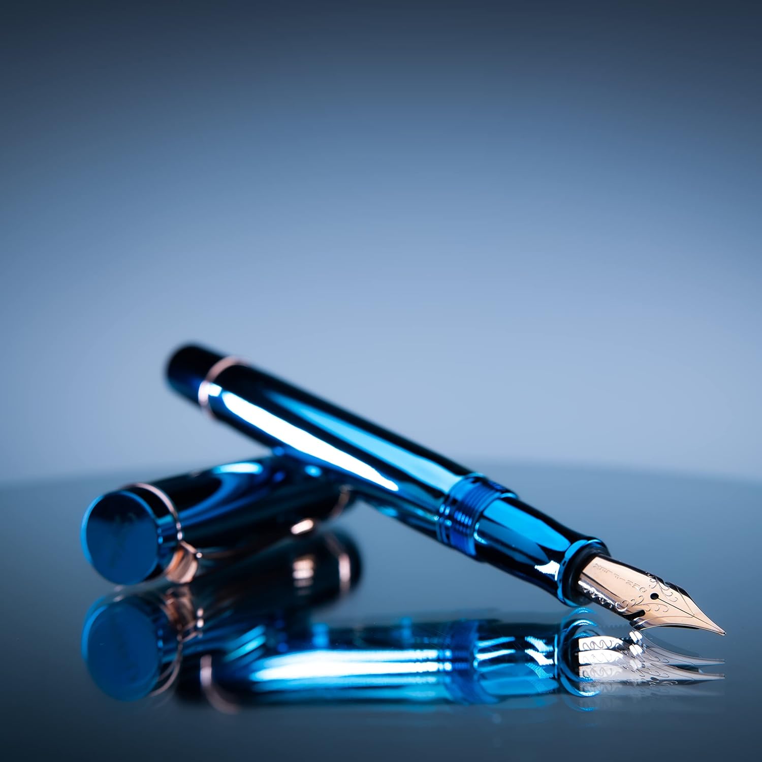 Conklin Pluma estilográfica Duragraph Metal PVD Azul – B