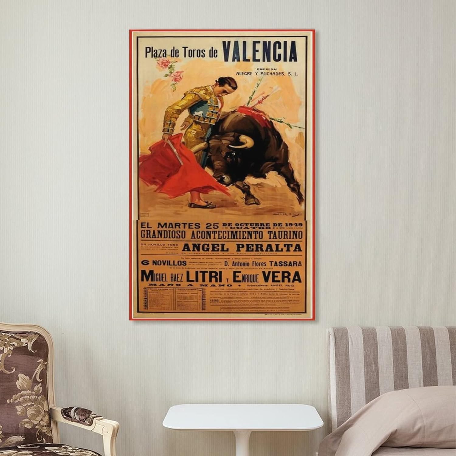 Madrid Arena – Póster retro de viaje corridas de toros, arte de rodeo (2) impresiones artísticas de pared para decoración de pared, decoración de