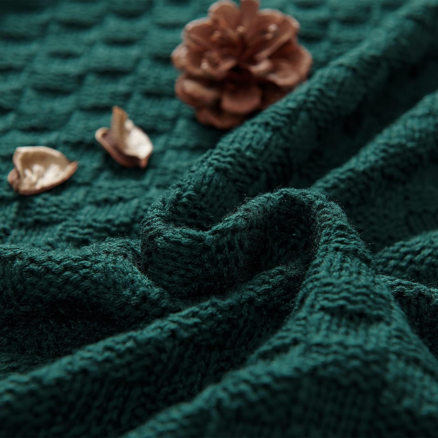 jinchan Manta de punto trenzado a cuadros, color verde oscuro, para sofá, manta de cama, manta de punto para decoración de viaje, 50 x 60 pulgadas