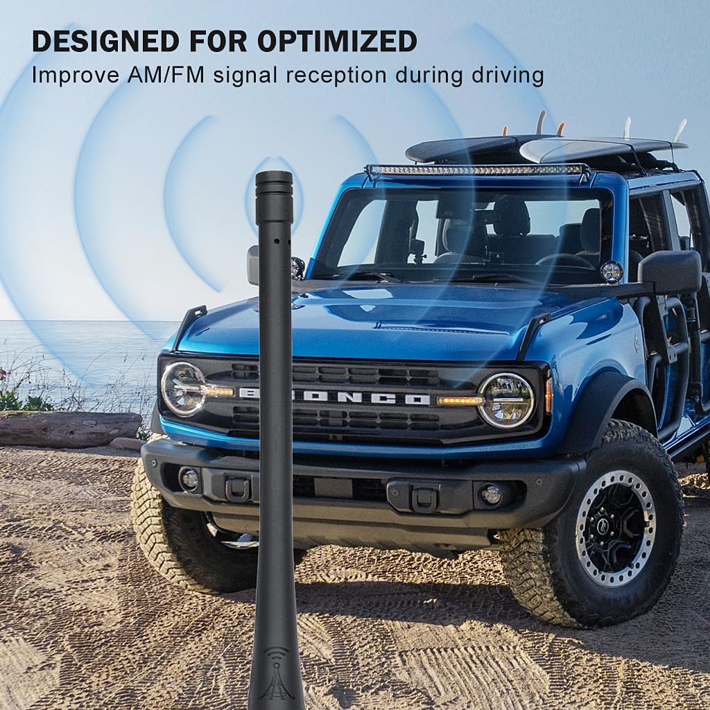 PYGHAP Elegante antena de radio AM FM de 6 pulgadas, compatible con antena de goma flexible Ford Bronco Sport, antena de varilla a prueba de lavado