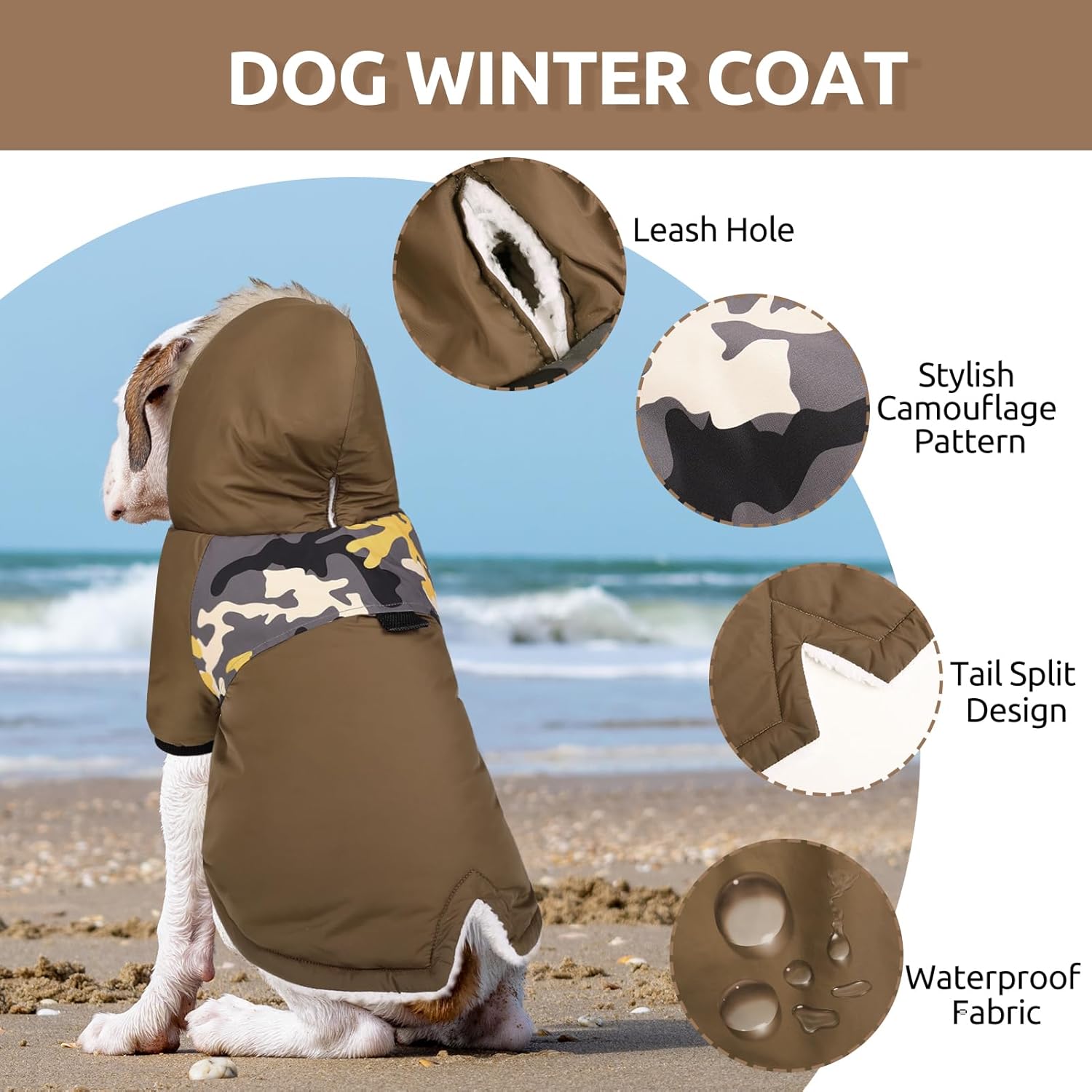 Queenmore Abrigo cálido de invierno para perro, impermeable para clima frío, chaqueta de nieve para perro, sudadera reflectante con capucha para