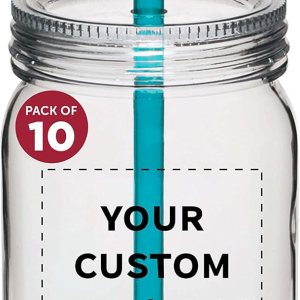 DISCOUNT PROMOS Juego de 10 tarros de plástico personalizados con pajilla, 24 onzas, paquete a granel personalizado  Tarros para avena durante la DISCOUNT PROMOS Juego de 10 tarros de plástico personalizados con pajilla, 24 onzas, paquete a granel personalizado  Tarros para avena durante la