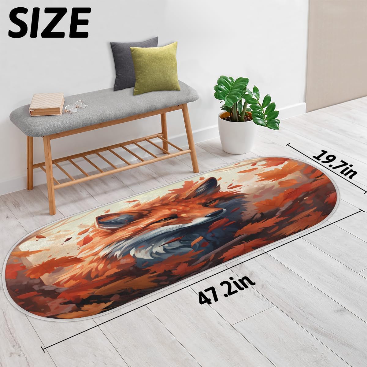 cfpolar Alfombras de baño de lobo, hojas de arce otoñal, alfombra de baño antideslizante, tapete de baño de microfibra absorbente, lavable a