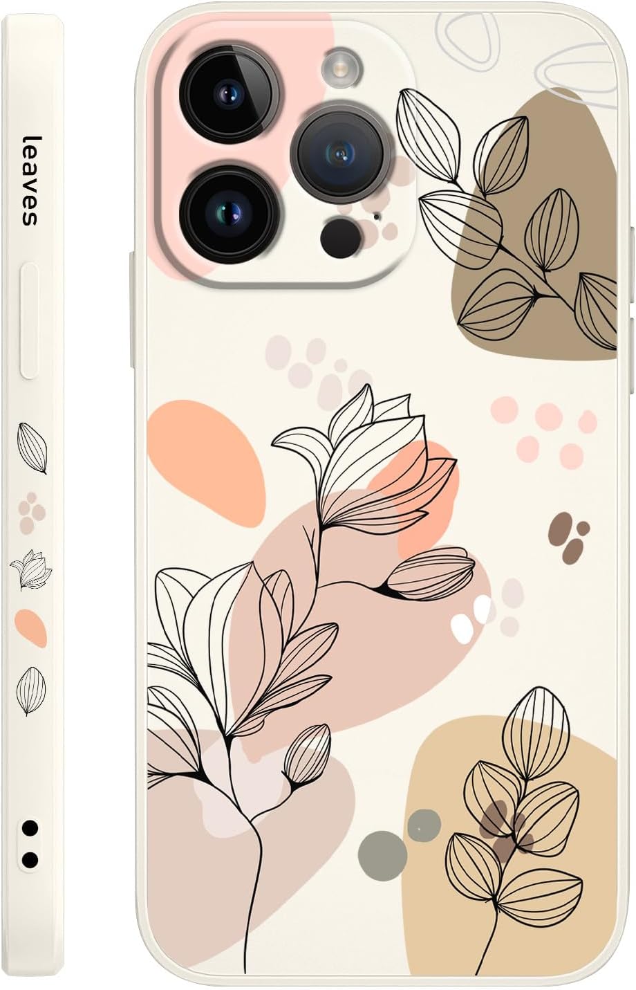 Fundas para iPhone 15 Pro Max, funda para iPhone 15 Pro Max Side Morandi diseño de patrón de flores, protector de lente de cámara suave a prueba de