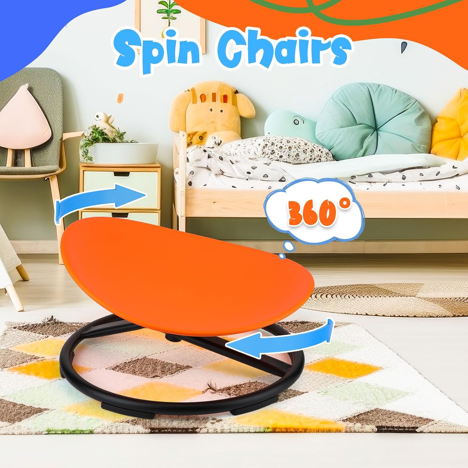 Leyndo Silla sensorial giratoria para niños, silla giratoria para autismo, silla mecedora para niños pequeños, silla mecedora para mejorar el