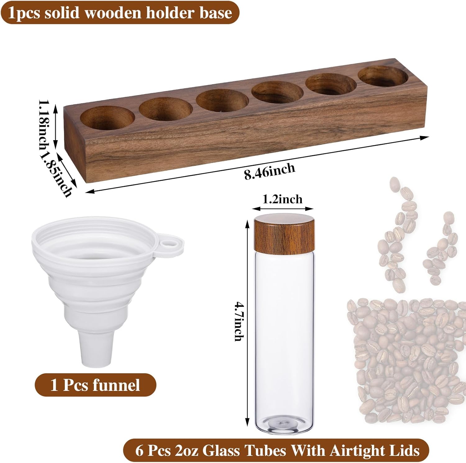 Tubos de almacenamiento de granos de café de dosis única, tarro de vidrio de borosilicato de 2 onzas, recipiente para granos de café herméticos