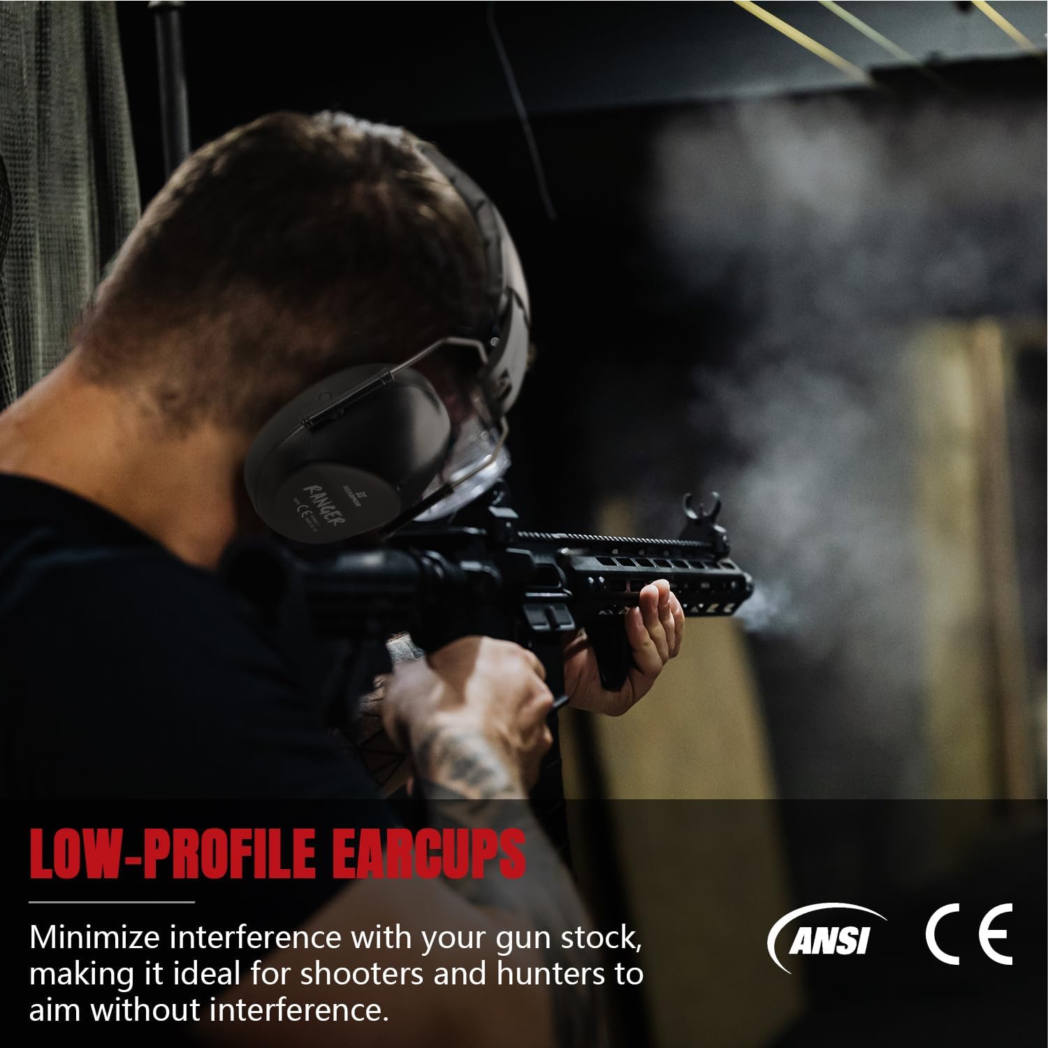 2 orejeras de protección para los oídos con perfil bajo NRR de 23 dB reducción de ruido para campo de armas y caza, negro y verde fluorescente