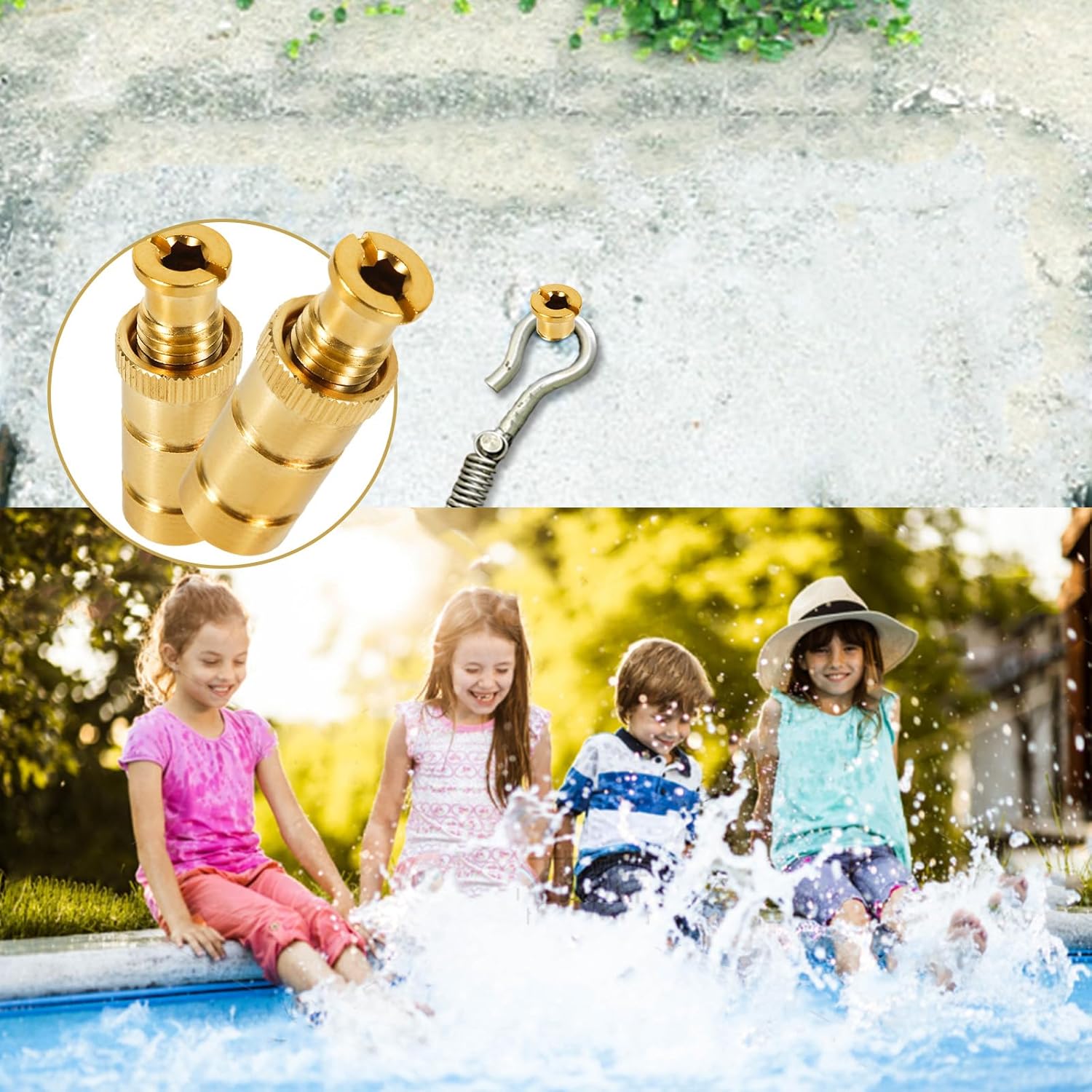 10 anclajes de piscina de latón para cubierta de piscina para hormigón y adoquines, tamaño universal, se adapta a agujeros de 34 pulgadas, anclajes