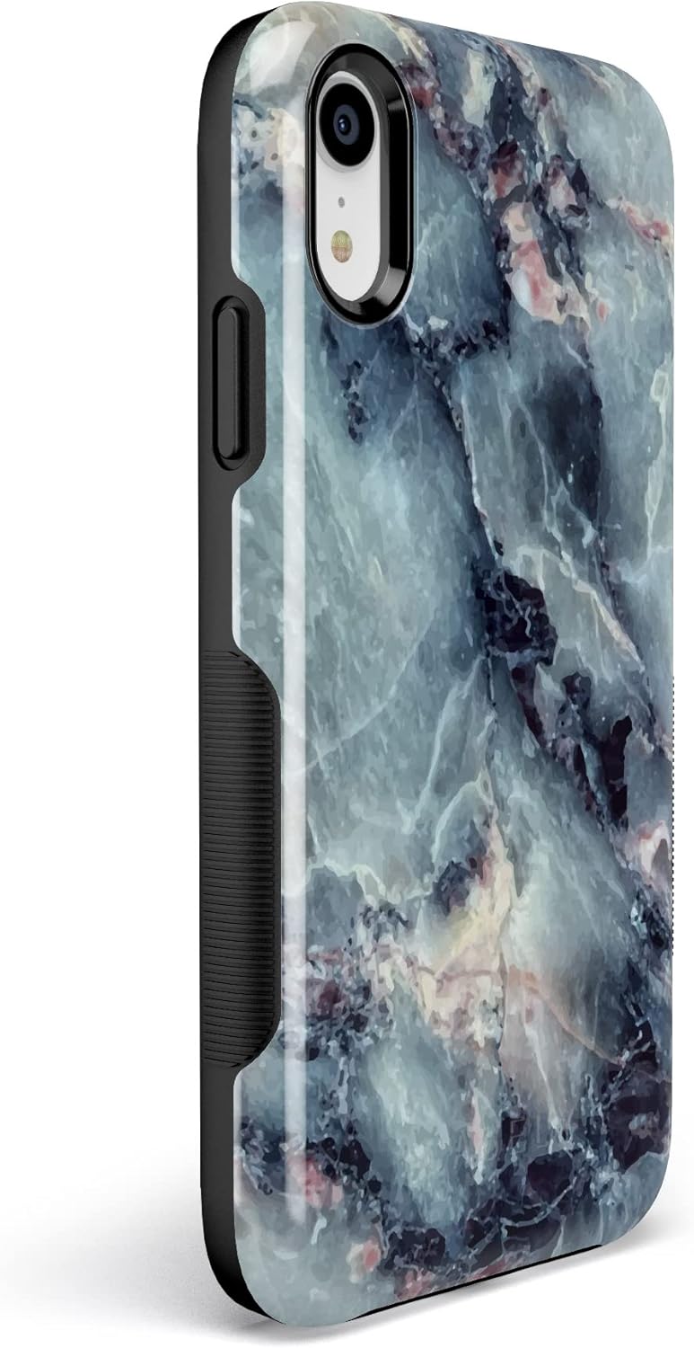 Casely Funda para iPhone XR  Funda de mármol azul