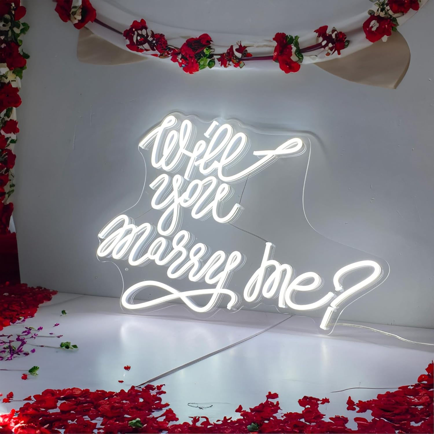 Letrero de neón con interruptor de atenuación, letrero de neón de 12 V para decoración de pared, luz de neón (Will You Marry Me (21.7 pulgadas +