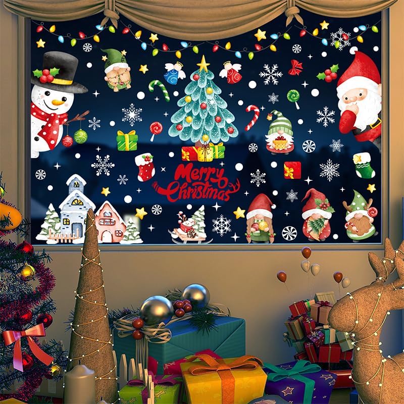 Calcomanías de Navidad para ventana, calcomanías de Navidad para ventana, calcomanías de Navidad para ventana, grandes, copos de nieve, renos, Papá