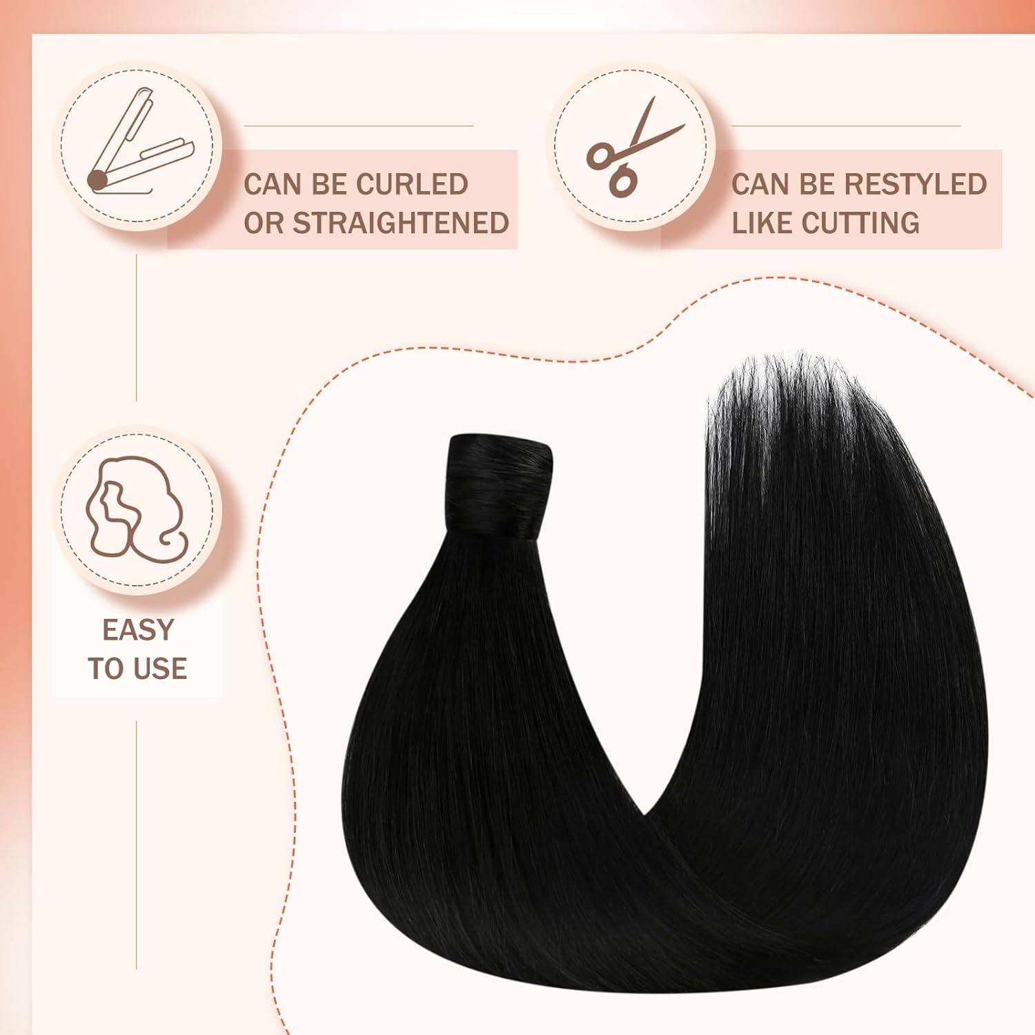 VeSunny – Extensiones de cabello humano remy lacio de 14 a 24 pulgadas, con clip para cola de caballo, juego de extensiones de cabello humano de