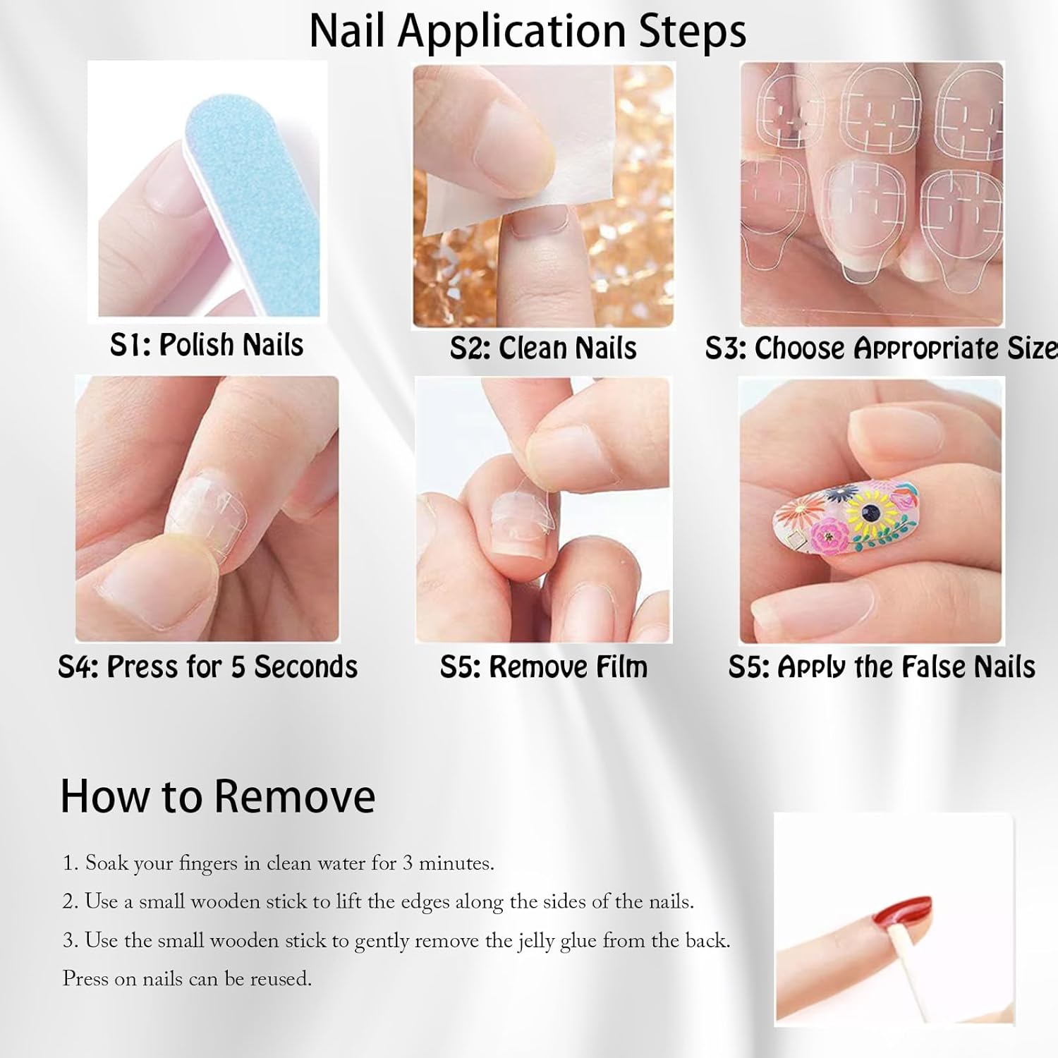 KemyFei – Uñas postizas a presión degradadas brillantes, uñas postizas minimalistas con pegamento de gelatina, reutilizables, 24 unidades, cobertura