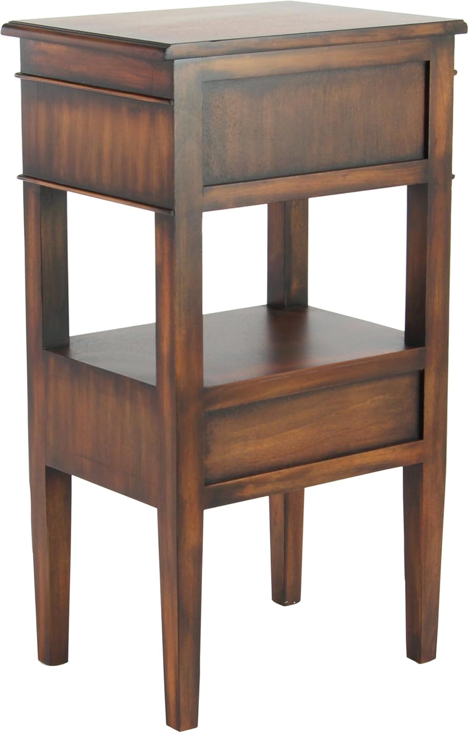 Deco 79 Acento tradicional de madera de pino, mesa auxiliar de 16 x 12 x 29 pulgadas, marrón