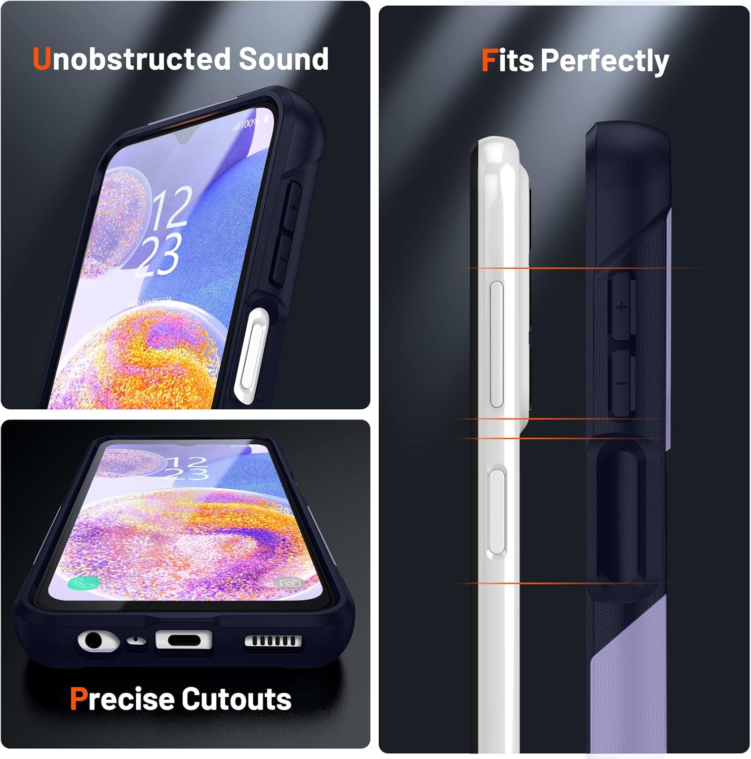 Jeylly Funda para Samsung Galaxy A23, Galaxy A13 4G5GA23 5GA04A04s Funda de absorción de golpes híbrida TPU antiarañazos resistente cubierta de