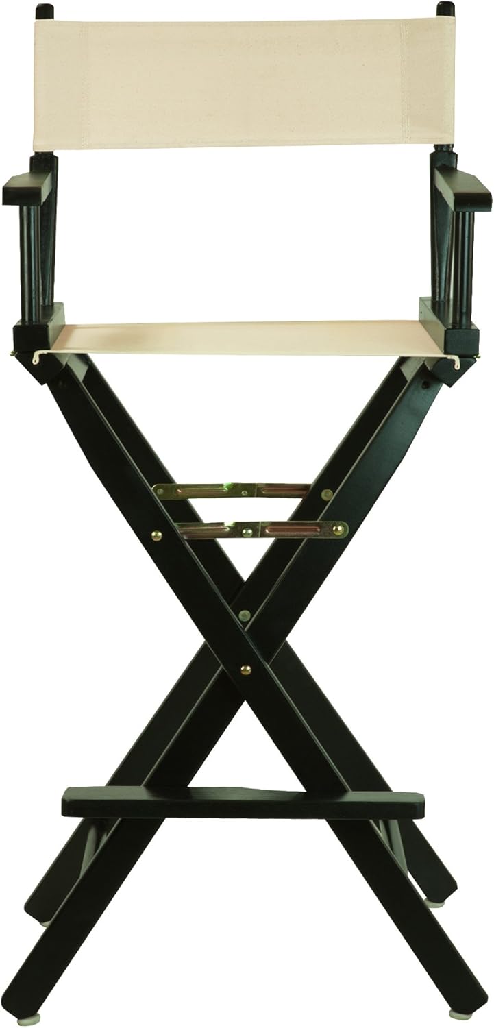 Casual Home – Silla de director de 30.0in, marco negro con lienzo color trigo, altura de barra