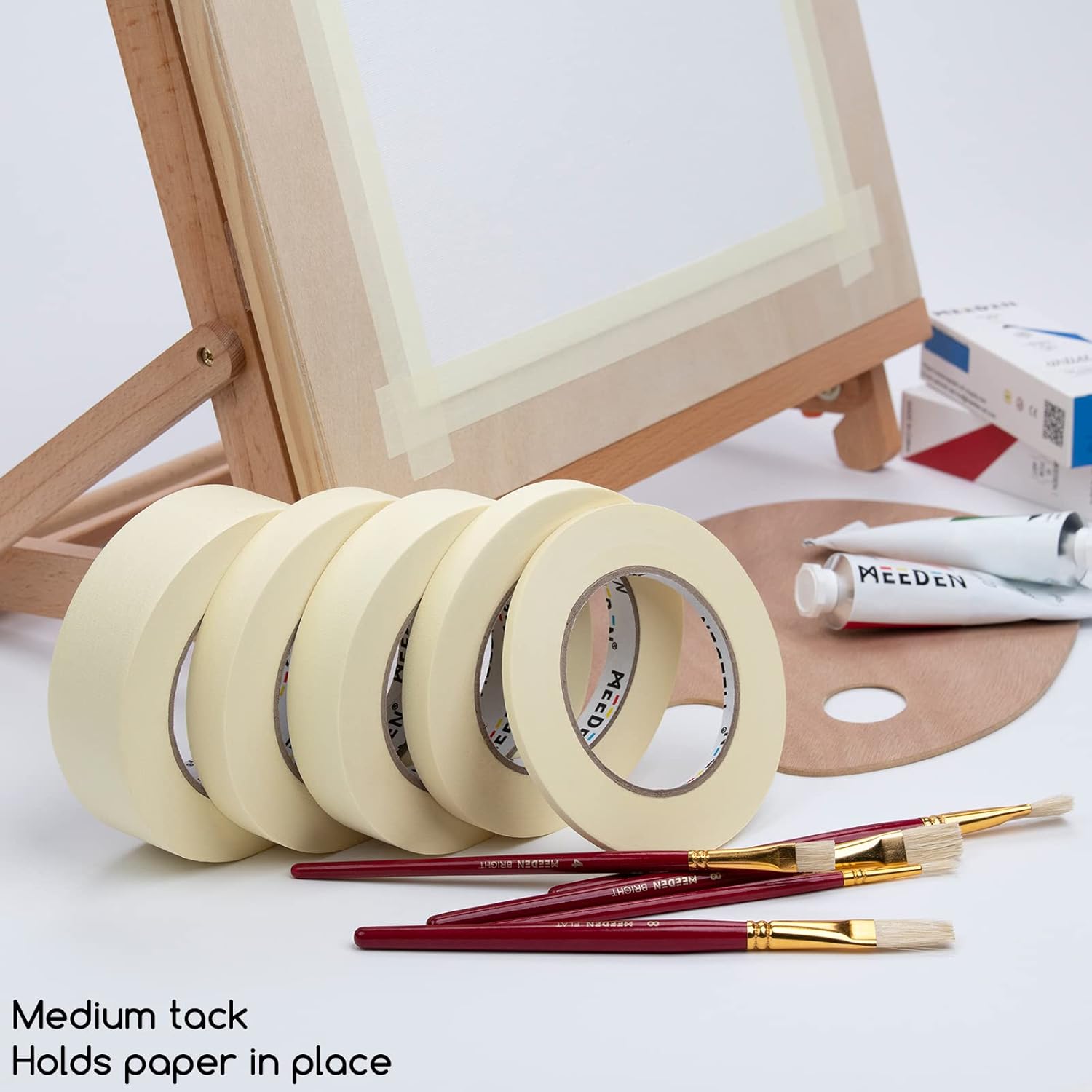 MEEDEN Paquete de 10 cintas adhesivas de 1.0 pulgadas con total de 1804.5 pies (1,804.5 ft), color beige, sin ácidos, fácil de despegar, ideal para