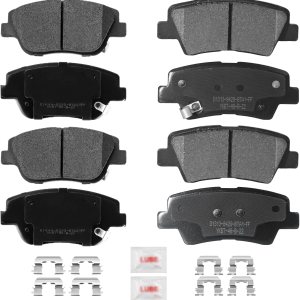 Juego de pastillas de freno de disco delanteras y traseras de cerámica con hardware S1444 S1313 Reemplazo para Hyundai Sonata 2011 2012 2013 2014 Juego de pastillas de freno de disco delanteras y traseras de cerámica con hardware S1444 S1313 Reemplazo para Hyundai Sonata 2011 2012 2013 2014