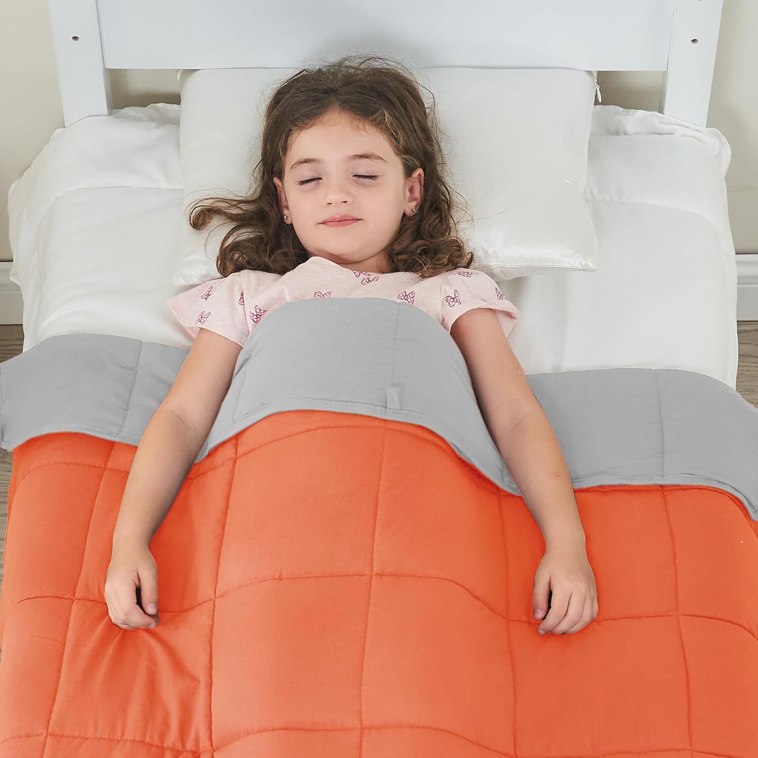 yescool Manta con peso para niños (7 libras, 41 x 60 pulgadas, naranja) Manta pesada refrescante para dormir, perfecta para 60-90 libras, manta