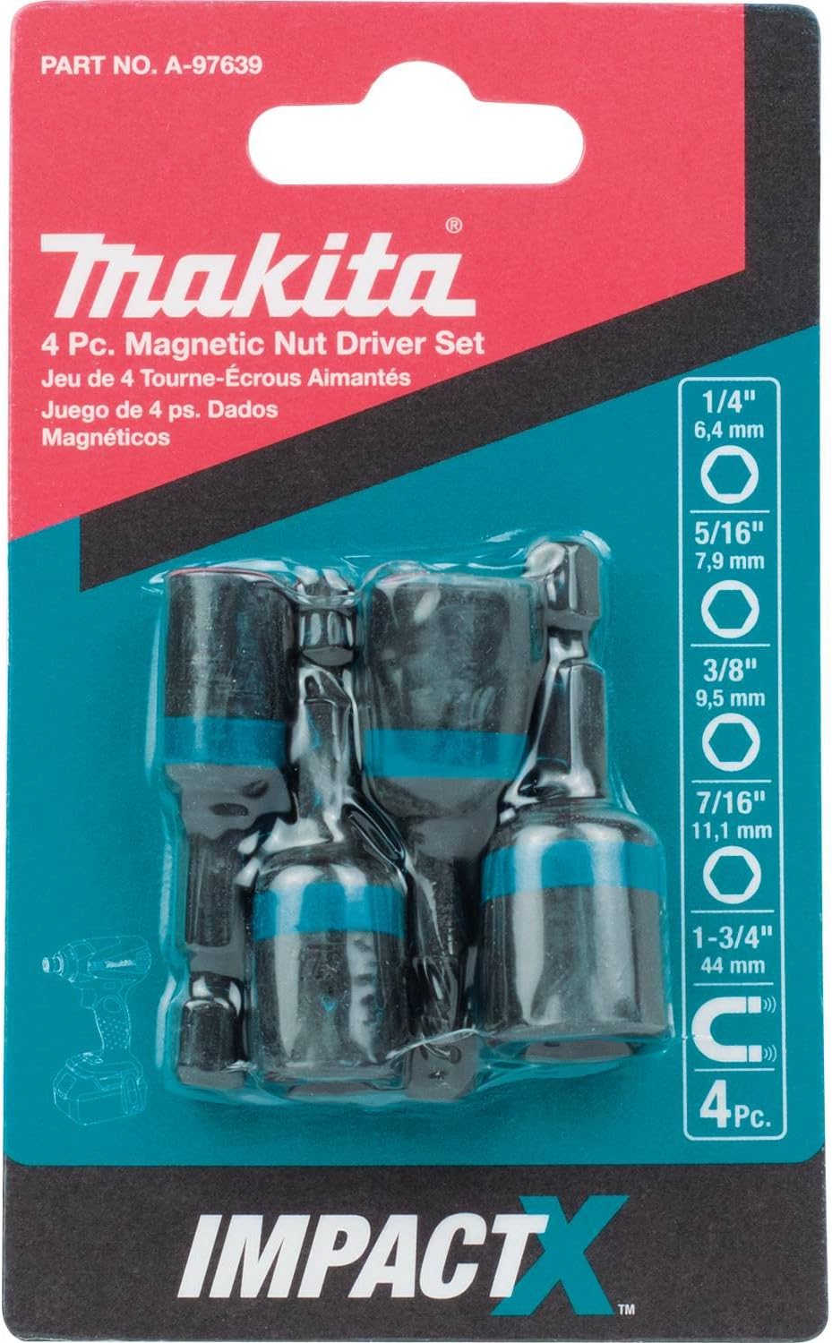 Makita Impactx Juego de desarmadores magnéticos de 6 pulgadas, 3 piezas