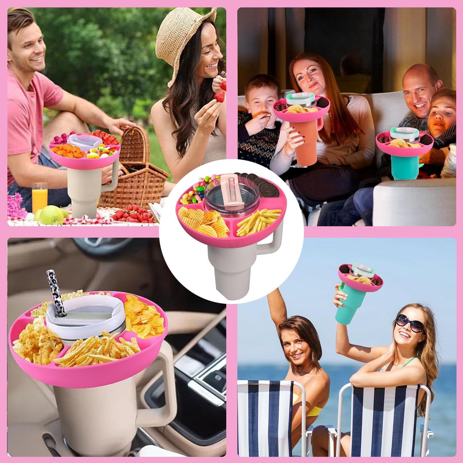 Atifer Tazón de aperitivos para taza Stanley, accesorios para bandeja de aperitivos Stanley, 2 accesorios reutilizables para bandeja de aperitivos