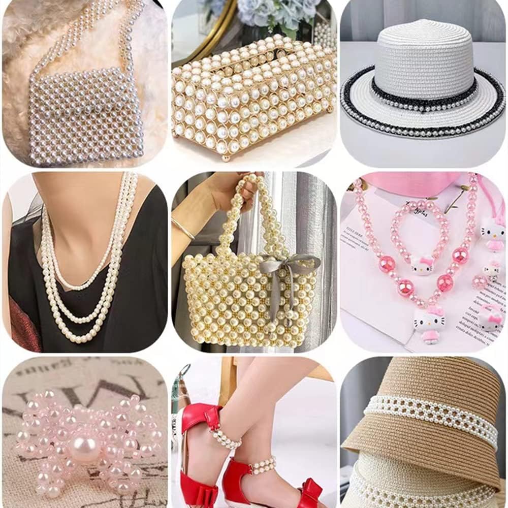 Cuentas de perlas, 300 cuentas para manualidades, perlas sueltas de 0.315 pulgadas (0.315 in), cuentas espaciadoras redondas para aretes, pulseras,