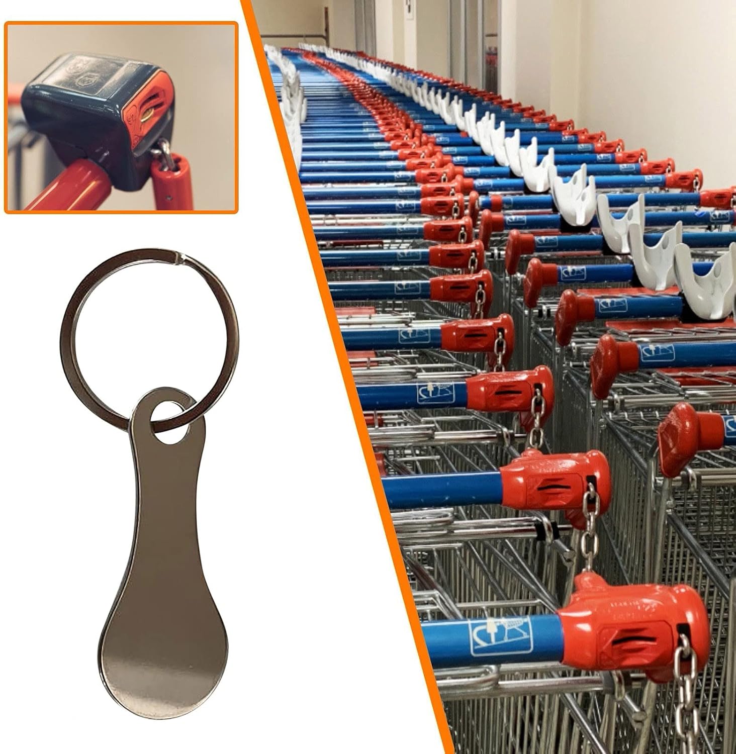 Llavero portátil de aleación de aluminio para carrito de compras, fichas de metal para carrito de compras