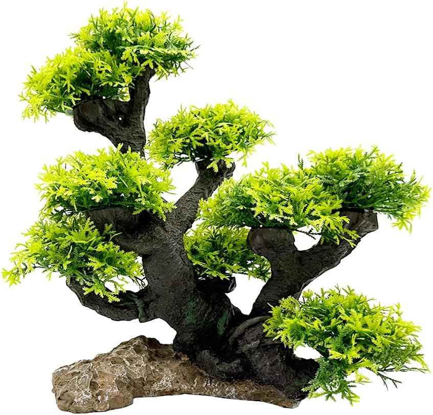 Smoothedo-Pets Plantas de acuario, decoraciones de pecera, tamaño mediano, 11 pulgadas, plantas artificiales de plástico, peces dorados, paisaje
