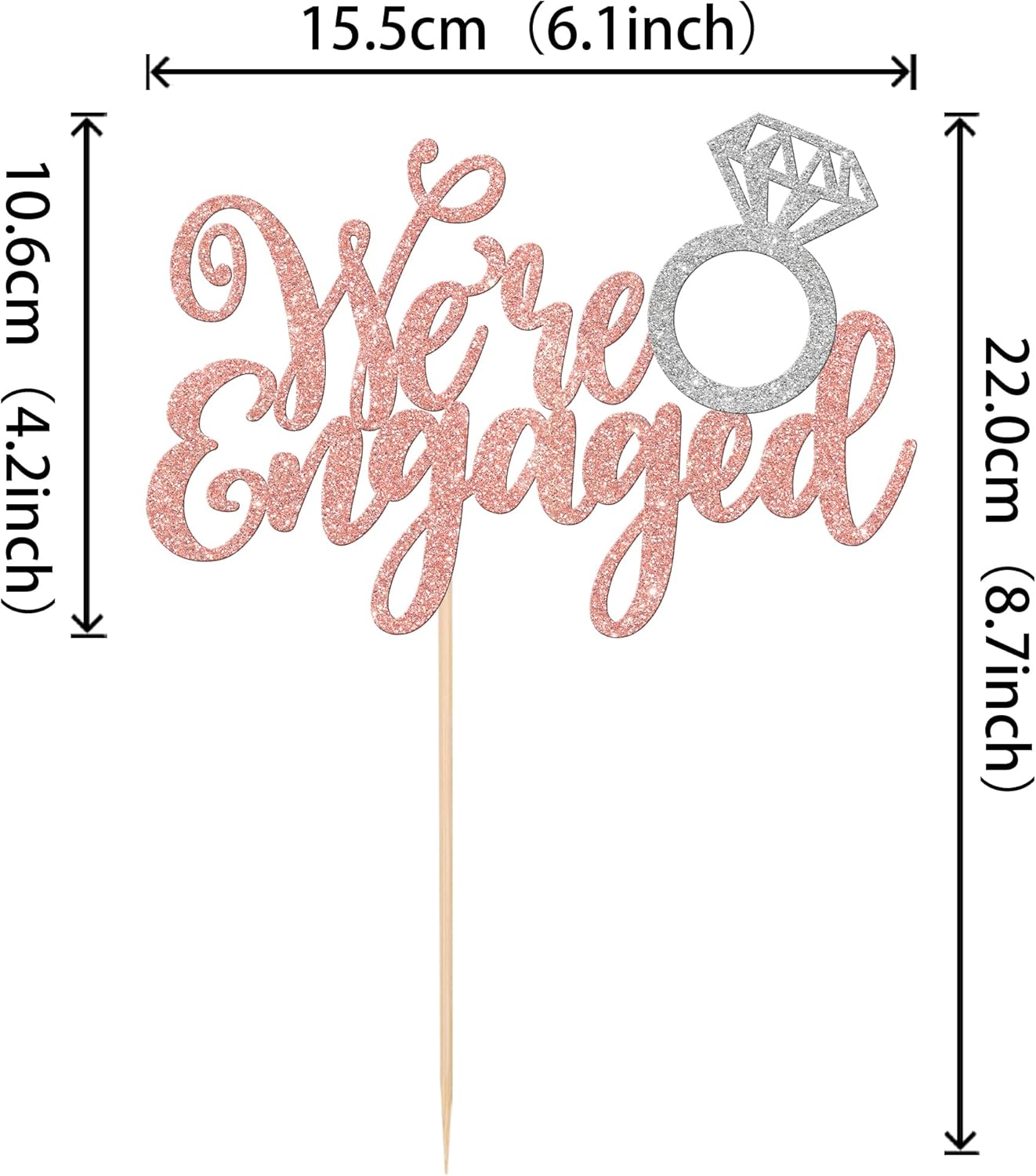 1 anillo de diamantes con purpurina para decoración de tartas con la frase “We Engaged”, para boda, despedida de soltera, fiesta temática,