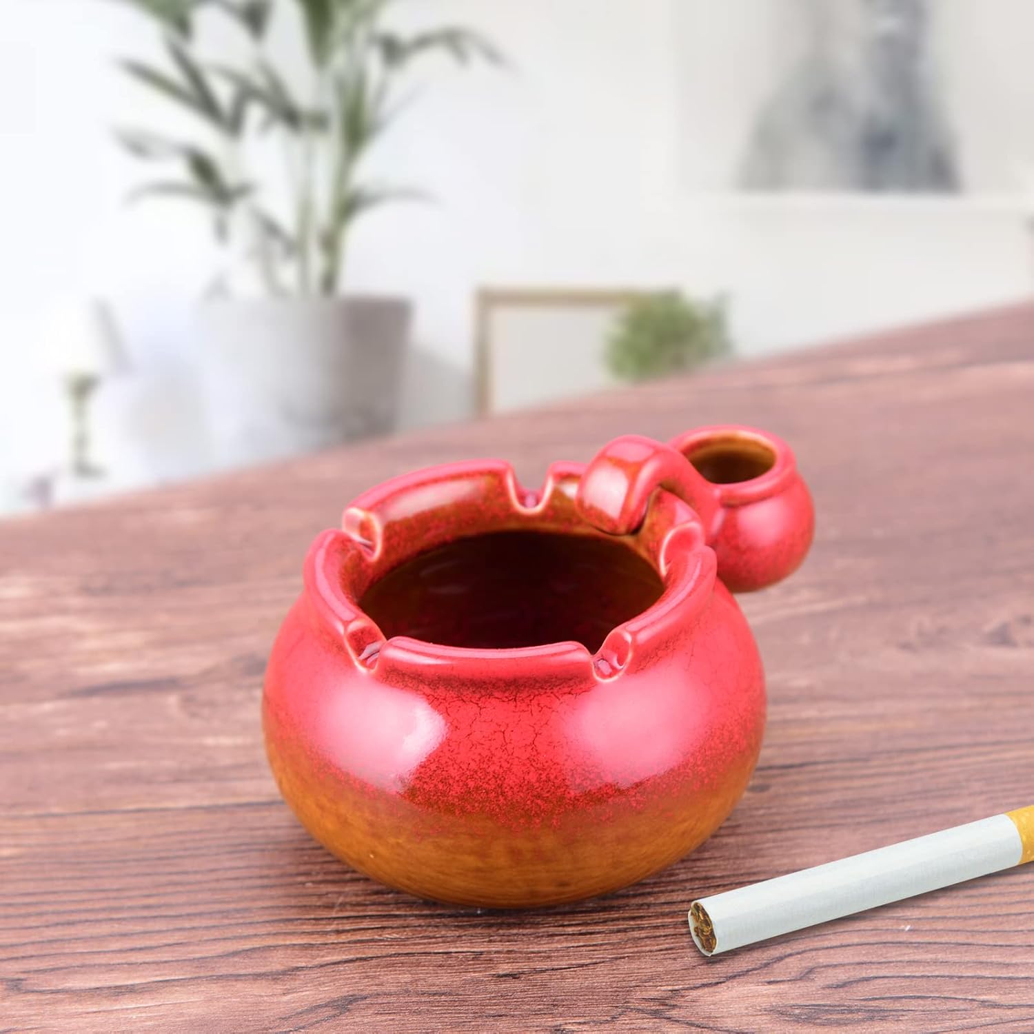 Cenicero de cerámica con pequeña maceta de extinción, ceniceros de cigarrillos para interiores y exteriores, soporte de cenizas para ahumadores,