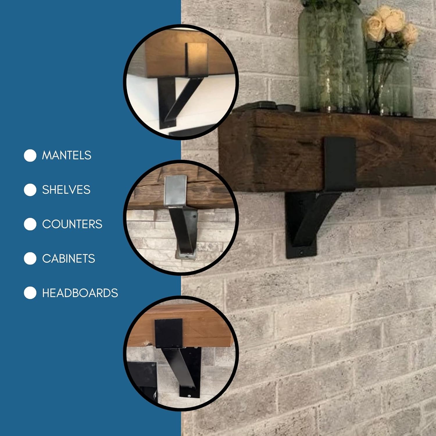 Premium Mantel Bracket Corbel 2 Pack, Heavy Duty Fireplace Shelf Bracket, Sturdy Supports and Easy Installation, Hand Made in USA (2, 9″ x 9″)