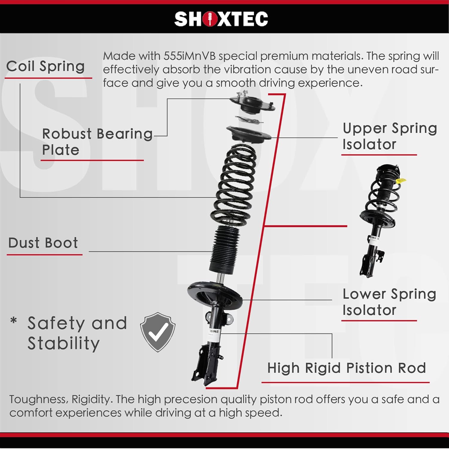 Shoxtec Reemplazo completo del conjunto del puntal delantero para Ford Expedition 2003-2006 Lincoln Navigator 2003-2006 Amortiguador de resorte