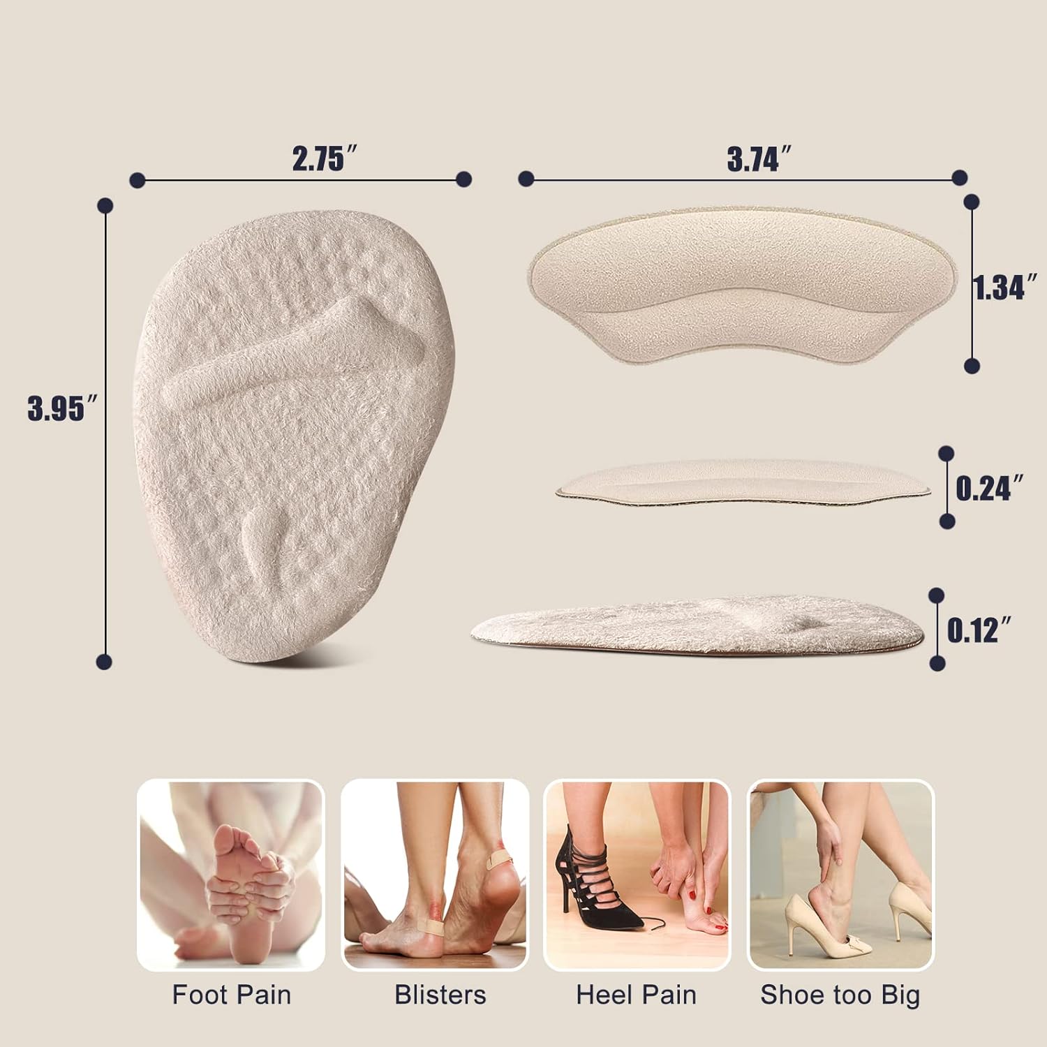 Almohadillas metatarsianas, almohadillas de bola de pie, inserciones de talón para mujeres, dolor de pies, tacón alto cómodo relleno de zapatos,