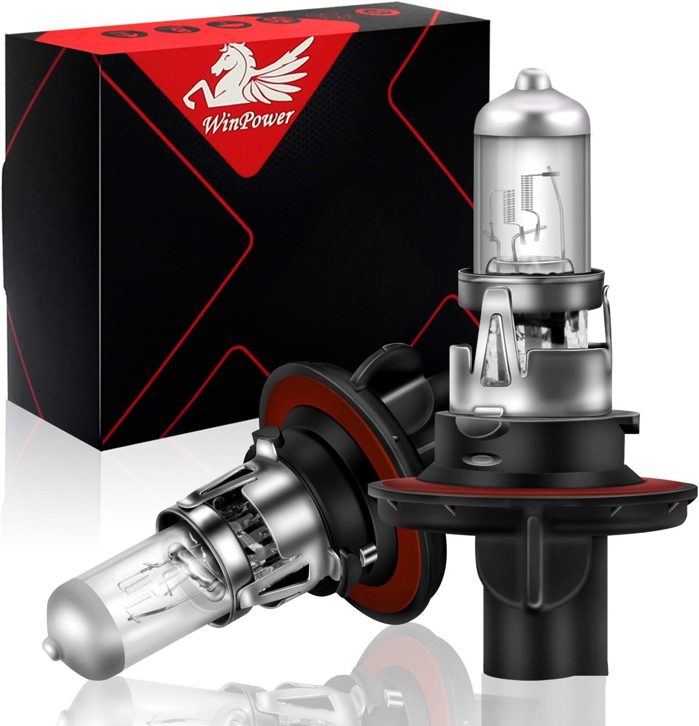 WinPower H13 9008 – Bombilla halógena para faros delanteros, luz blanca cálida súper brillante de 55 W60 W, 4300 K, luz alta y baja para automóvil,