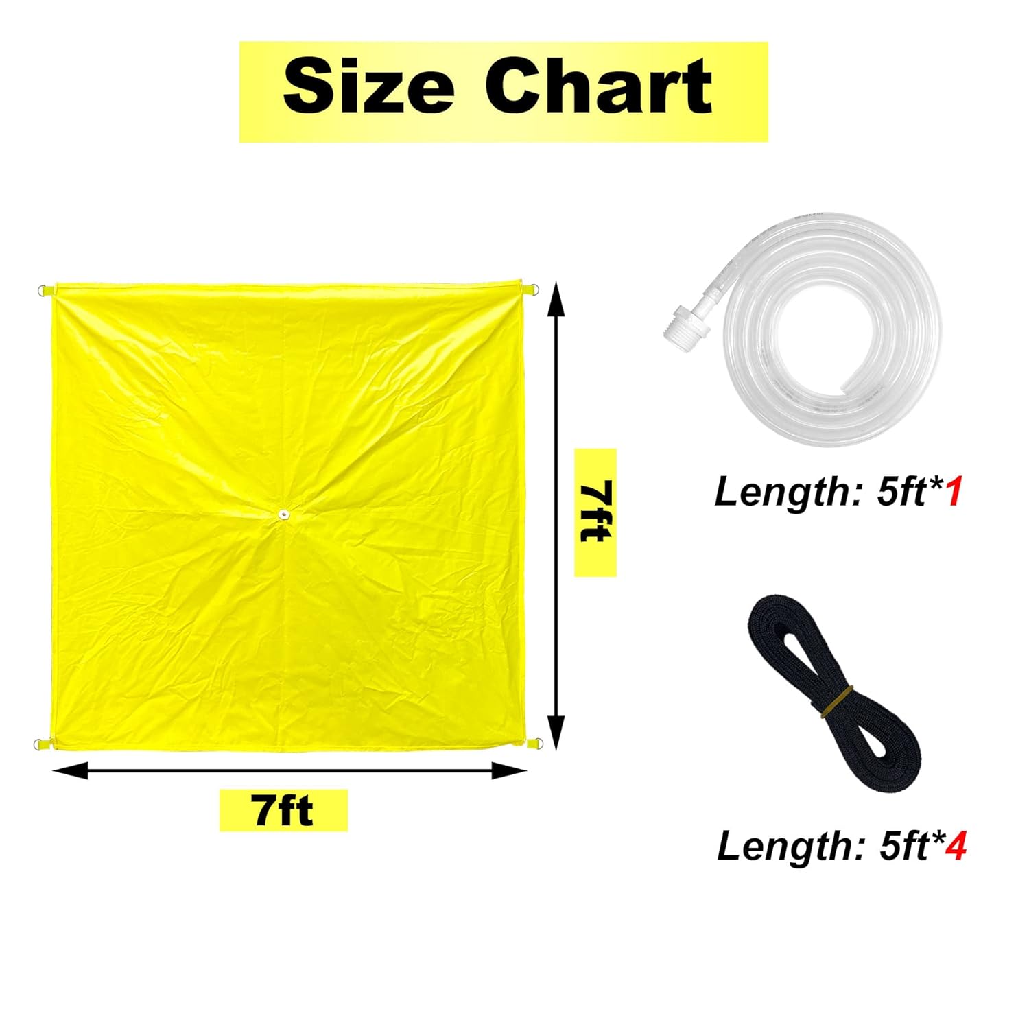 Lona de drenaje de 7 x 7 pies, resistente para techo, desviador de fugas de techo, kit de lona desviadora de fugas de techo amarillo (7 x 7 pies)