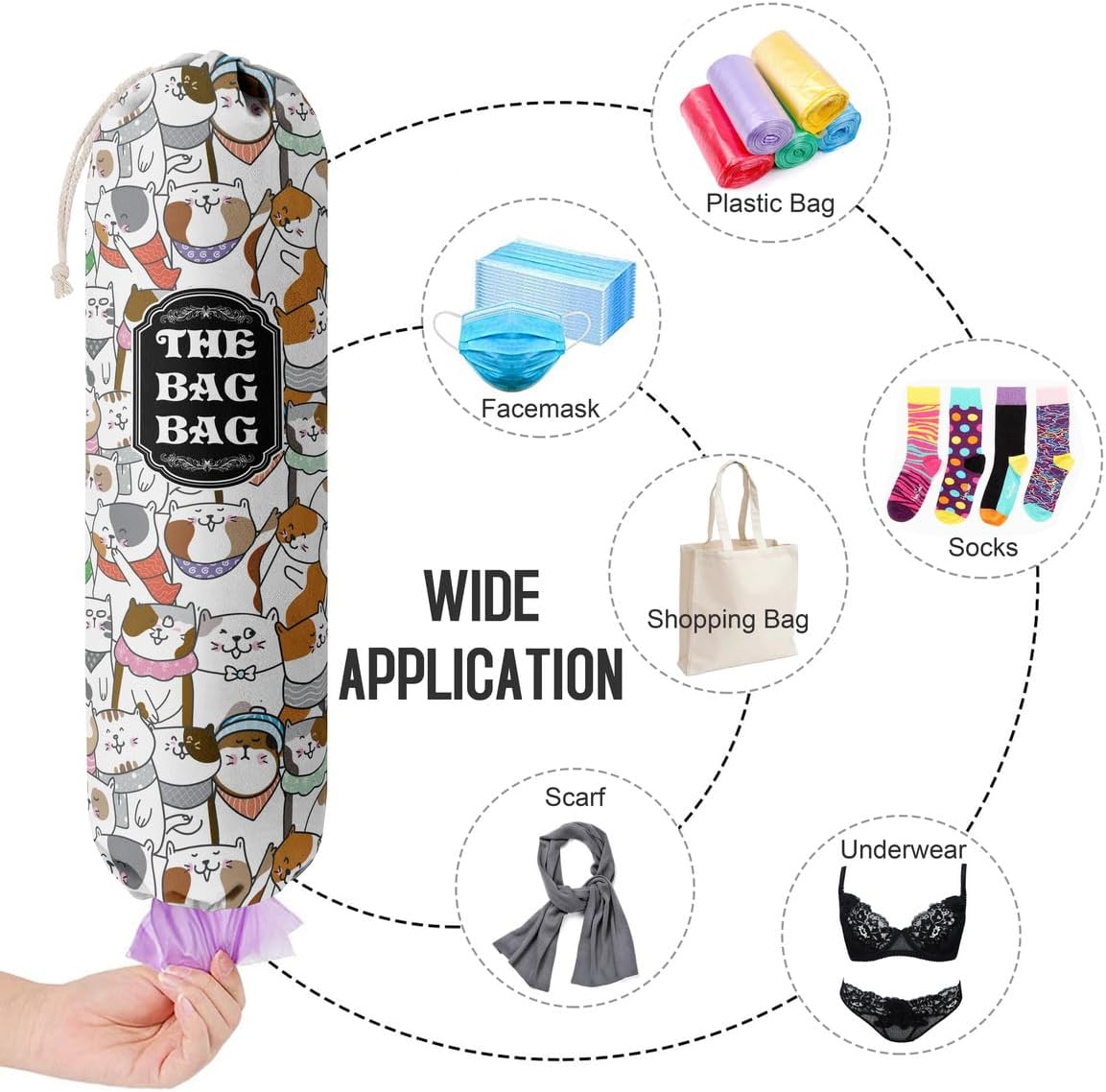 Organizador de bolsas de comestibles para bolsas de compras, bolsas de plástico de montaje en pared, dispensadores de contenedores de