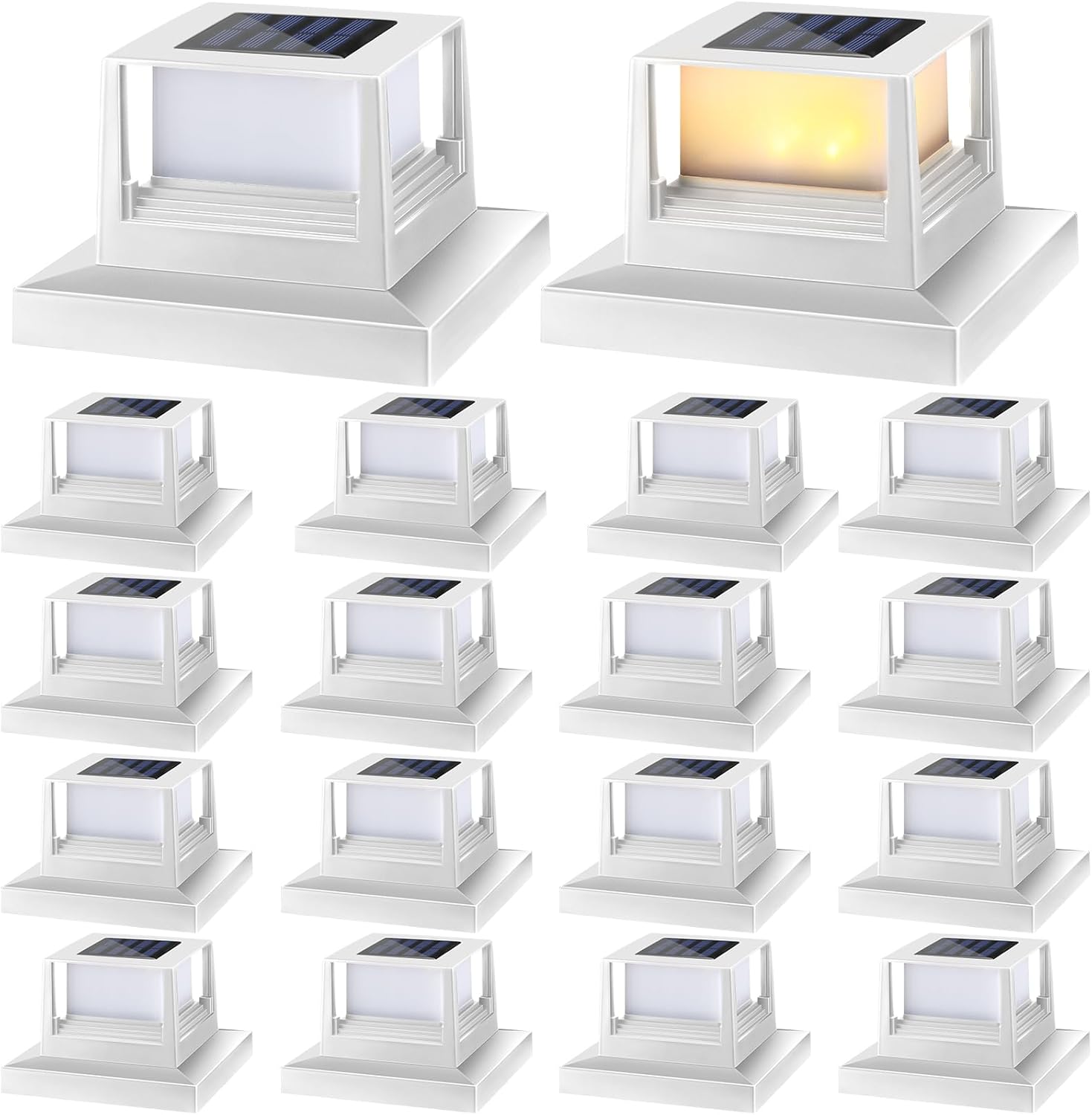 16 luces solares para postes al aire libre, luces solares para tapa de poste, cubiertas para postes de exteriores, luces LED, luz solar para postes