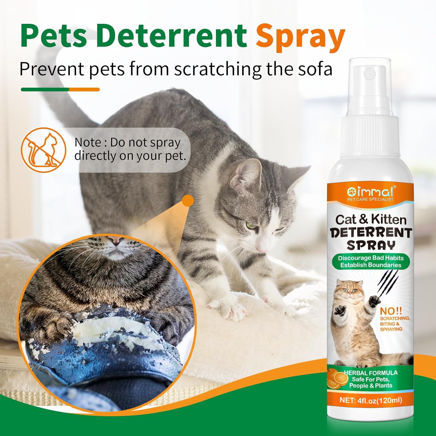 Aerosol repelente para gatos, 8.1 fl oz, muebles antiorina y antiarañazos y plantas antiarañazos, apto para interiores y exteriores, establece