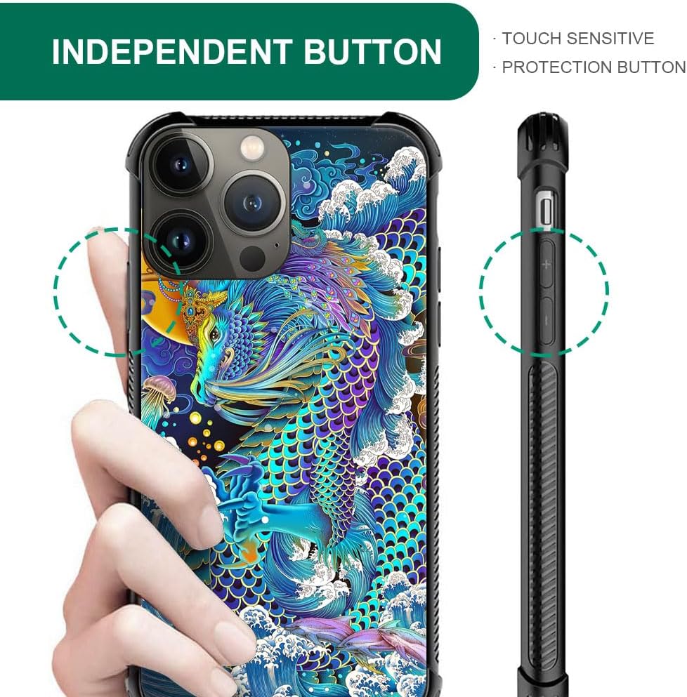 CARLOCA Funda compatible con iPhone 15 Plus, diseño de dragón arcoíris para iPhone 15 Plus, ultra protección, a prueba de golpes, de silicona suave,