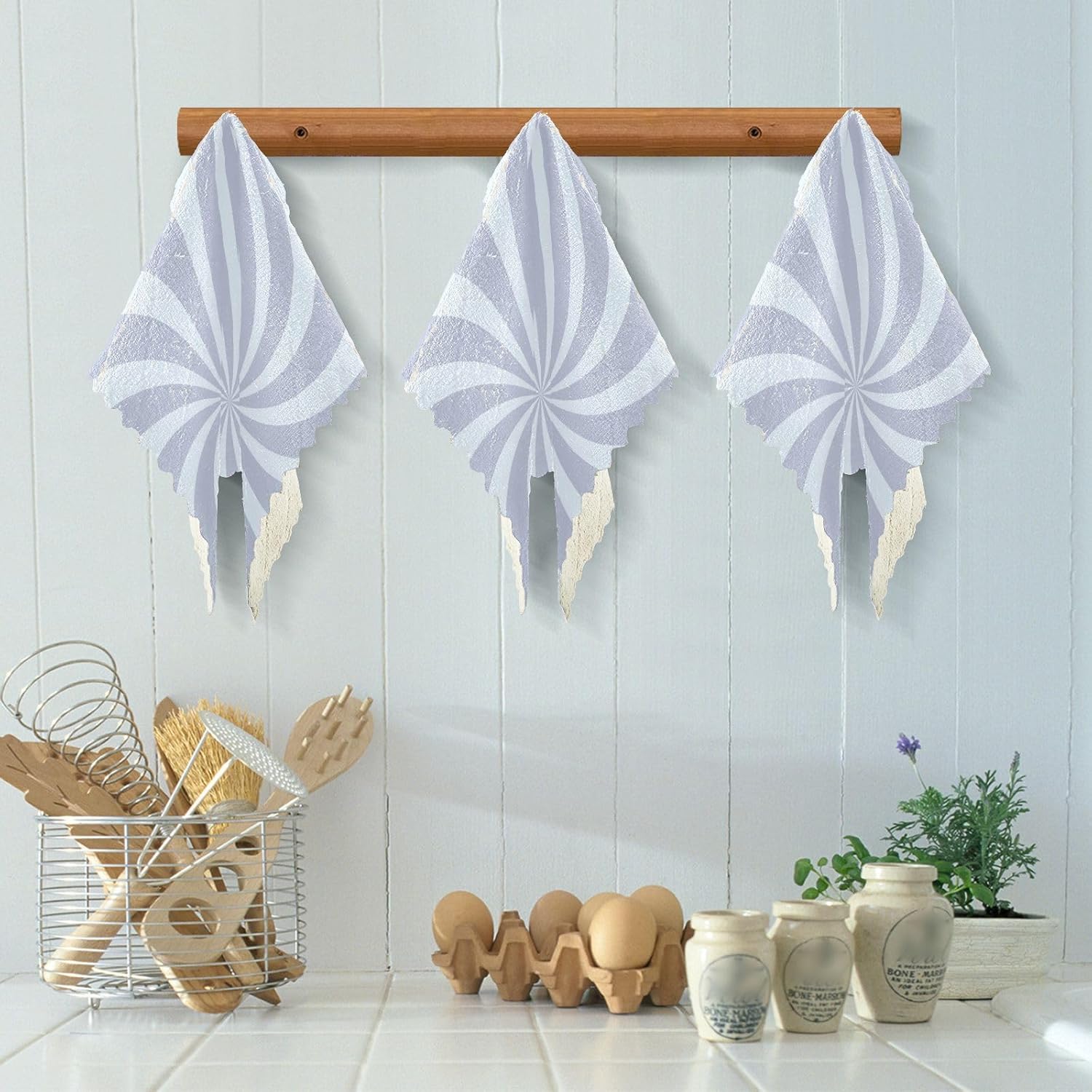 Twirl Swirl Grey Set of 6 Quick Dry Microfiber Cleaning Towels Kitchen Print Soft Tea Towels for Kitchen for Restaurant Coffee