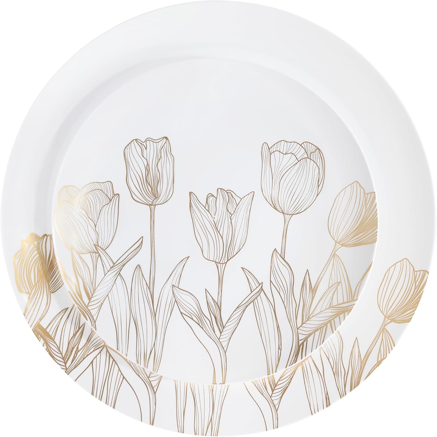 PLASTICPRO Juego de 32 elegantes platos desechables de plástico que incluye 16 platos llanos y 16 platos de ensalada, platos de fiesta resistentes y