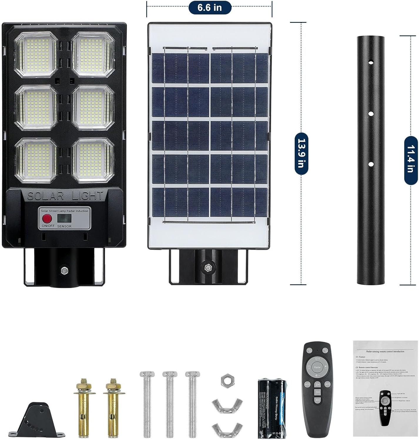 SZPIOSTAR Luces solares para exteriores, luz de calle solar impermeable del atardecer al amanecer con sensor de movimiento y control remoto, lámpara