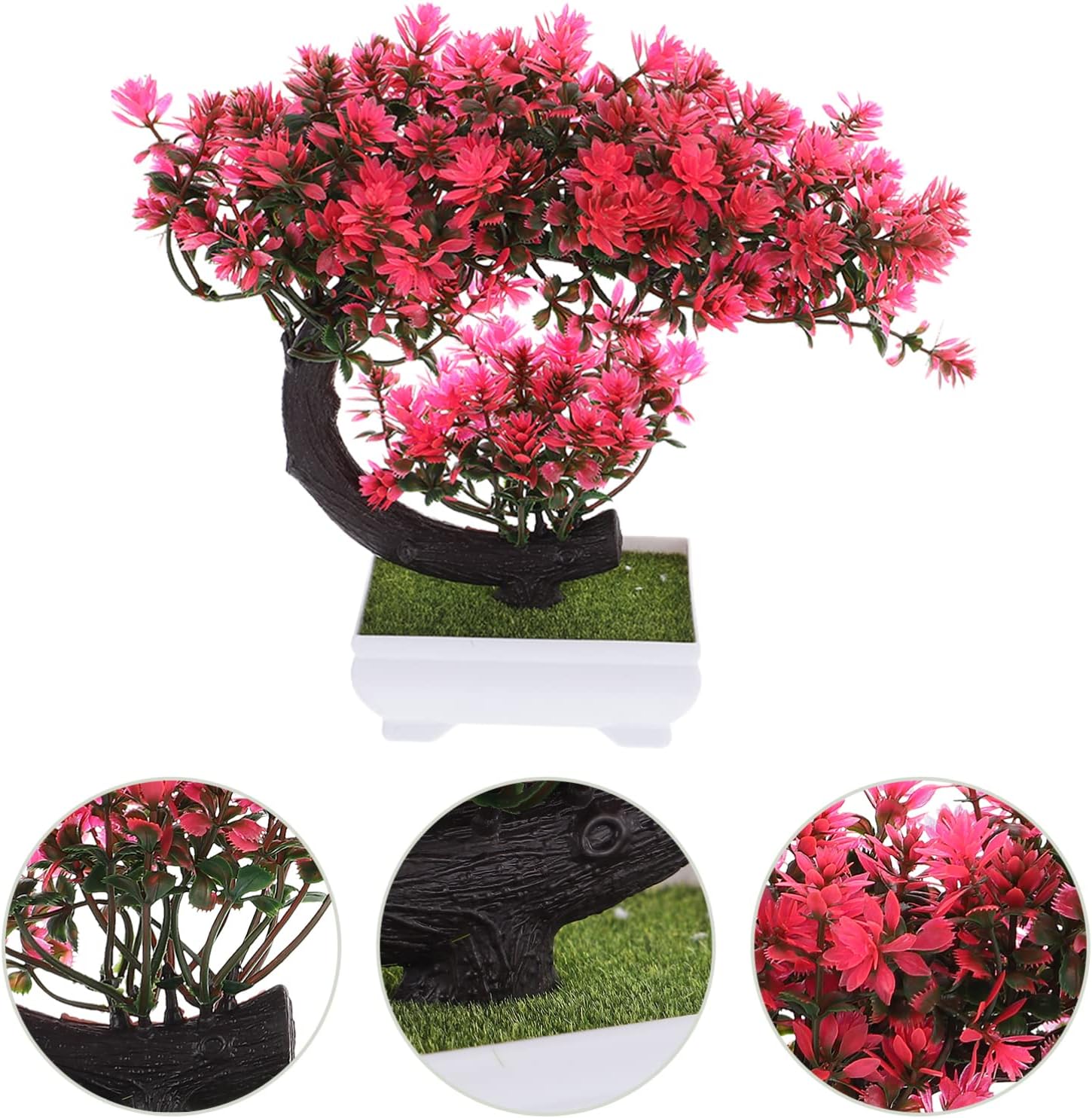 Operitacx Árbol bonsái artificial de simulación de flores para decoración de bonsái, plantas falsas pequeñas de interior, decoración para el hogar,