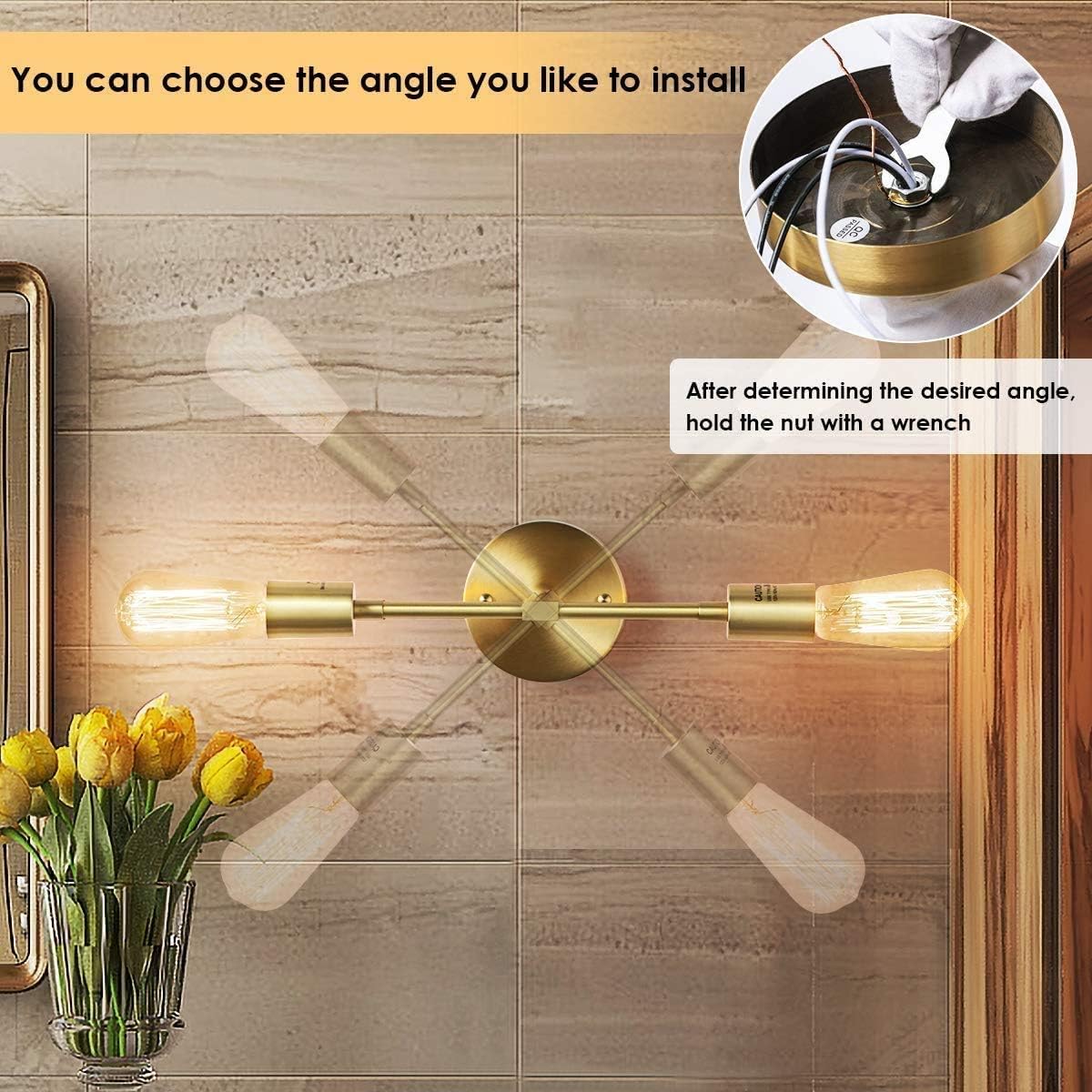 Luces doradas de tocador, 2 lámparas de baño sobre espejo, aplique de latón, moderno, semiempotrado, lámpara de pared para inodoro, dormitorio, sala